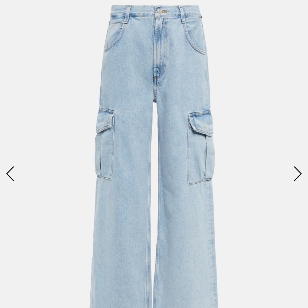 Agolde Light Blue Wide Leg Cargo Jeans